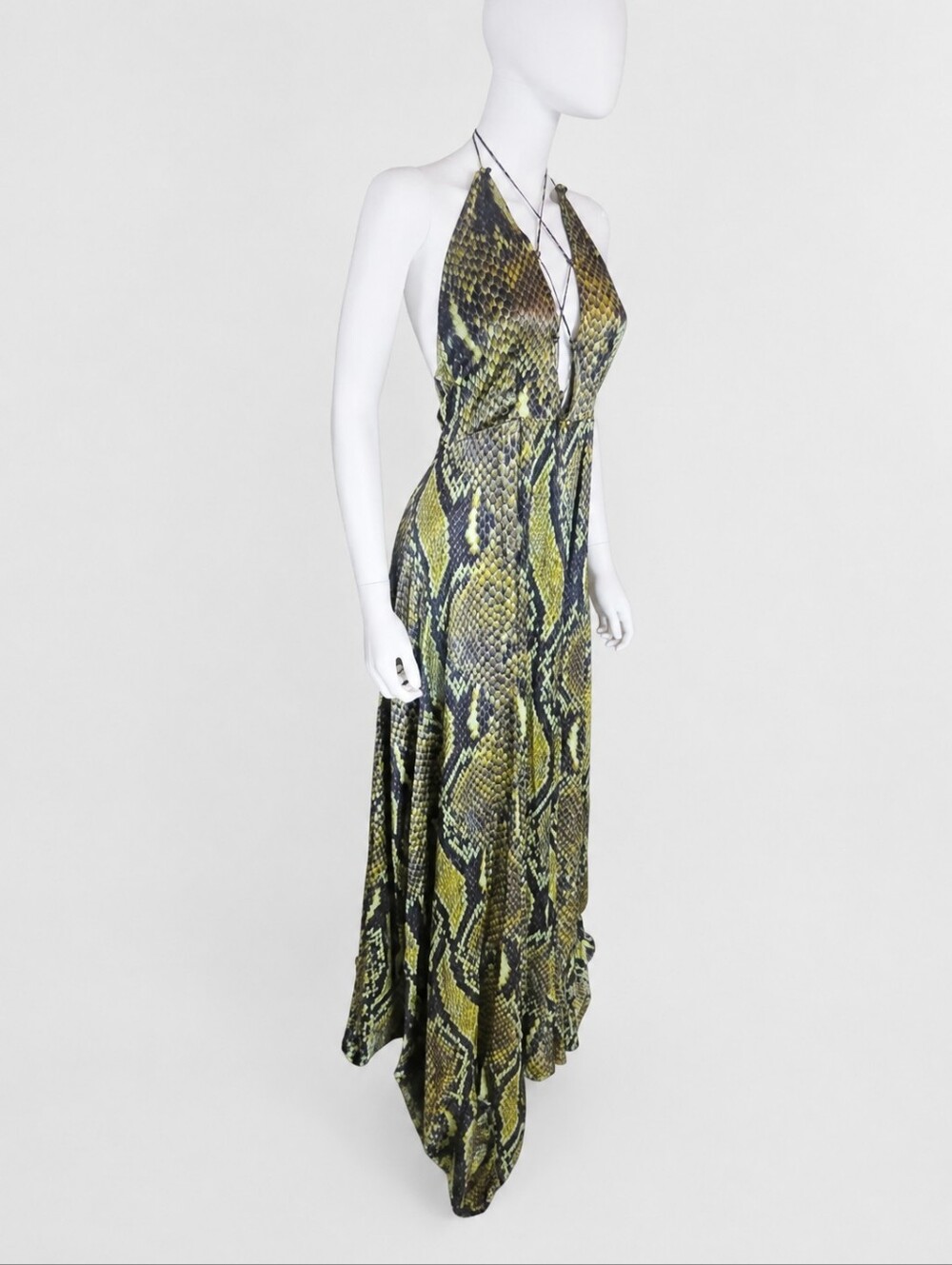 ADRIANA IGLESIAS | Runway Snakeskin Halter Gown Sculptural Evening Dress EU36 - Picture 4 of 12